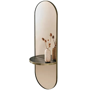 Зеркала с полкой PILL от Bontempi; зеркало серебро; черный супермрамор; декор (орех); 90 х 3/4 см.